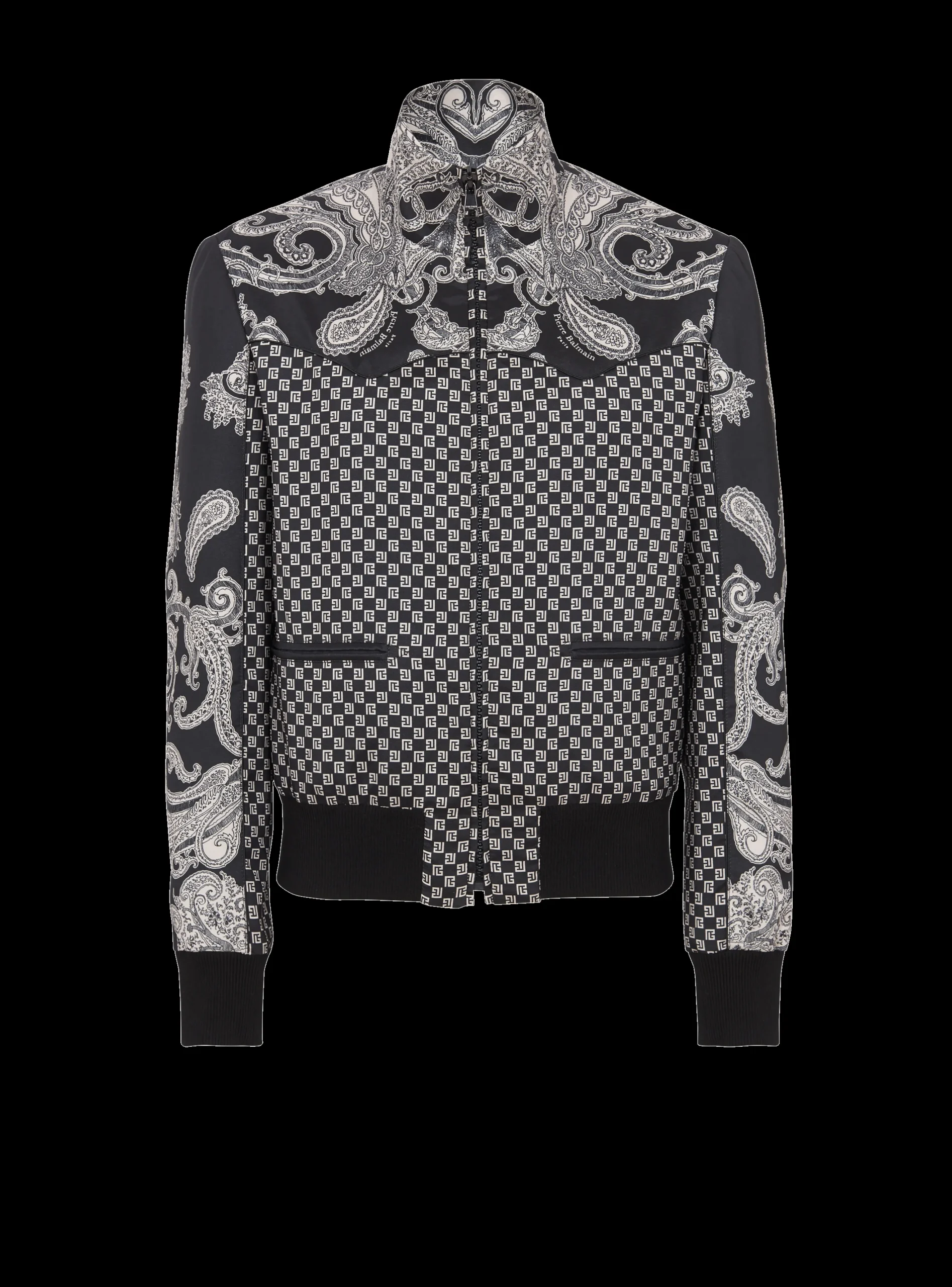 Balmain Mini Monogram And Paisley Bomber Jacket