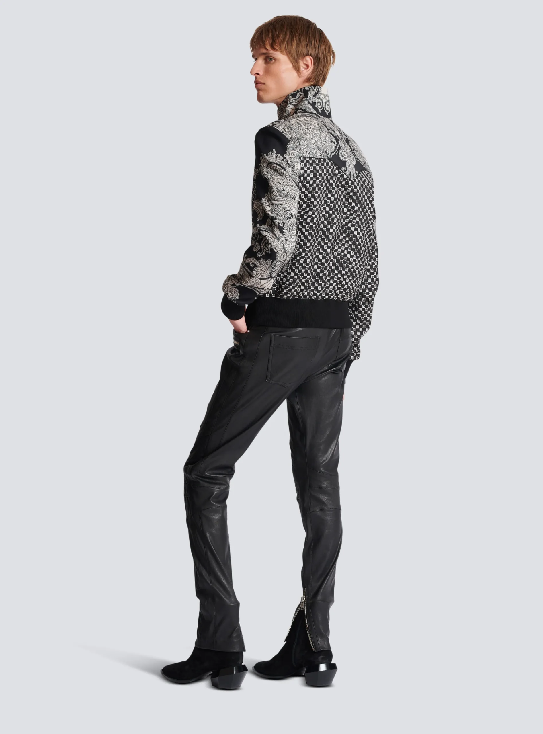 Balmain Mini Monogram And Paisley Bomber Jacket