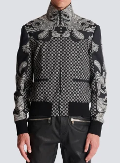Balmain Mini Monogram And Paisley Bomber Jacket