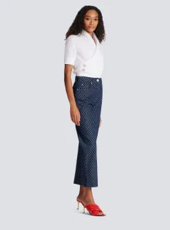 Women Balmain Mini Monogram Denim Jeans
