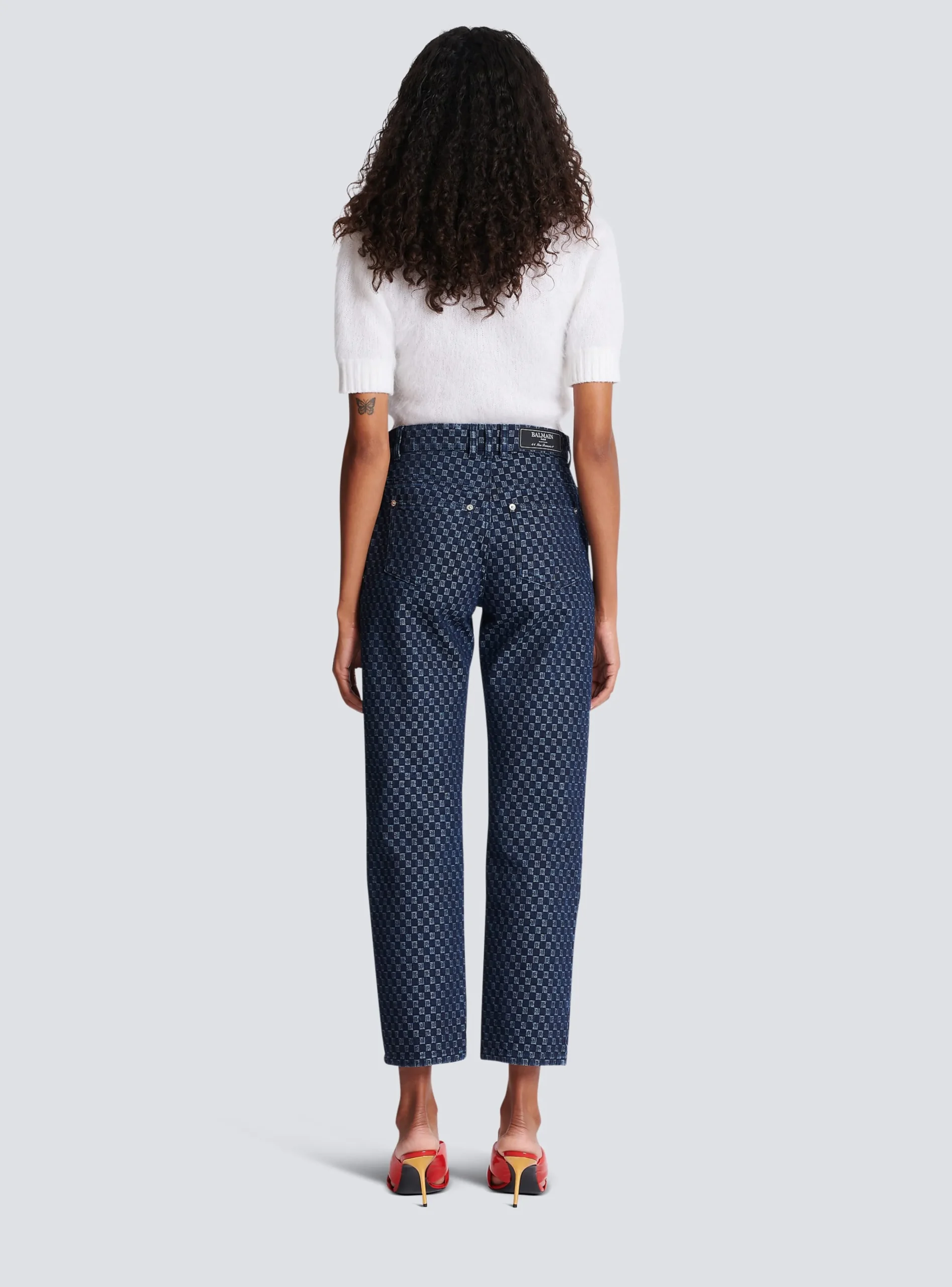 Women Balmain Mini Monogram Denim Jeans