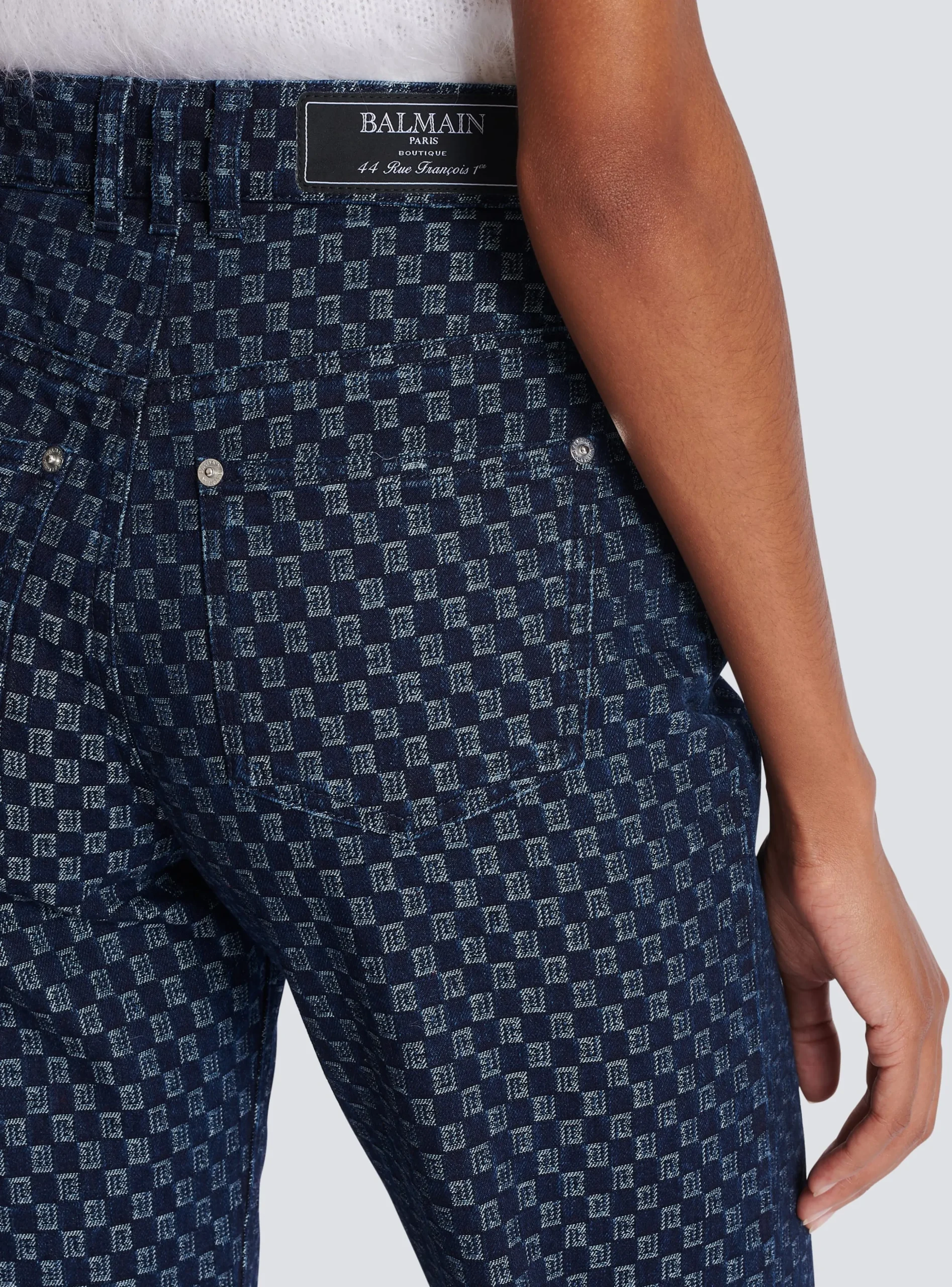 Women Balmain Mini Monogram Denim Jeans