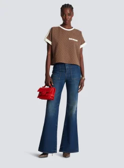 Women Balmain Mini Monogram Jacquard Jersey T-shirt