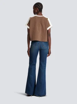 Women Balmain Mini Monogram Jacquard Jersey T-shirt