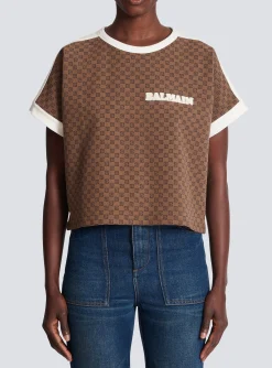 Women Balmain Mini Monogram Jacquard Jersey T-shirt