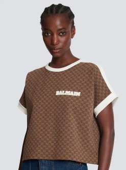 Women Balmain Mini Monogram Jacquard Jersey T-shirt