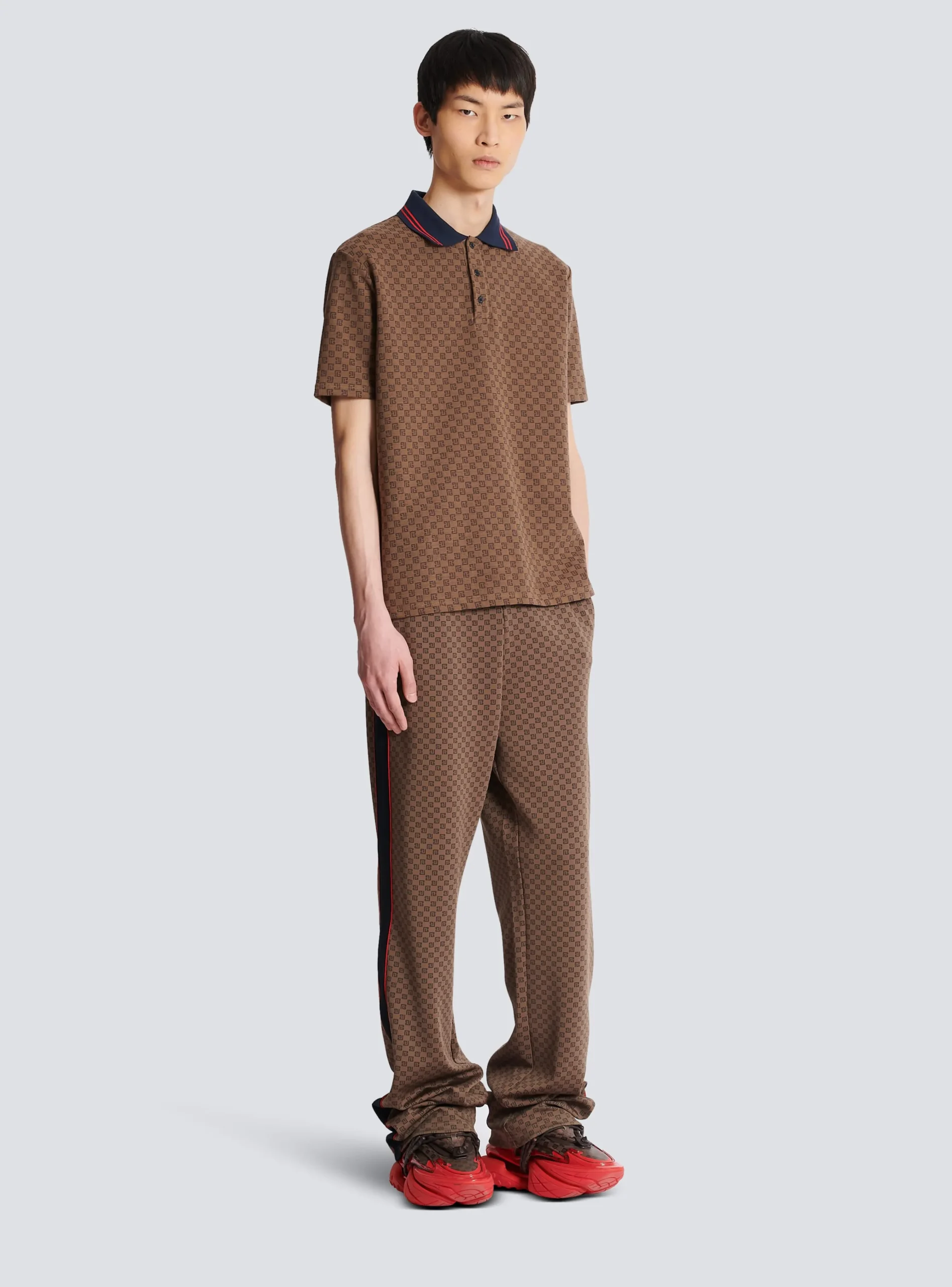 Balmain Mini Monogram Jacquard Polo