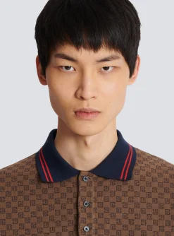 Balmain Mini Monogram Jacquard Polo