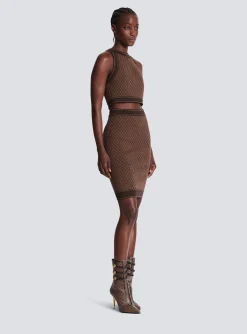 Women Balmain Mini Monogram Jacquard Skirt