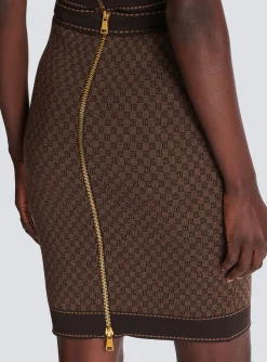 Women Balmain Mini Monogram Jacquard Skirt
