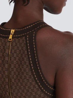 Women Balmain Mini Monogram Jacquard Top