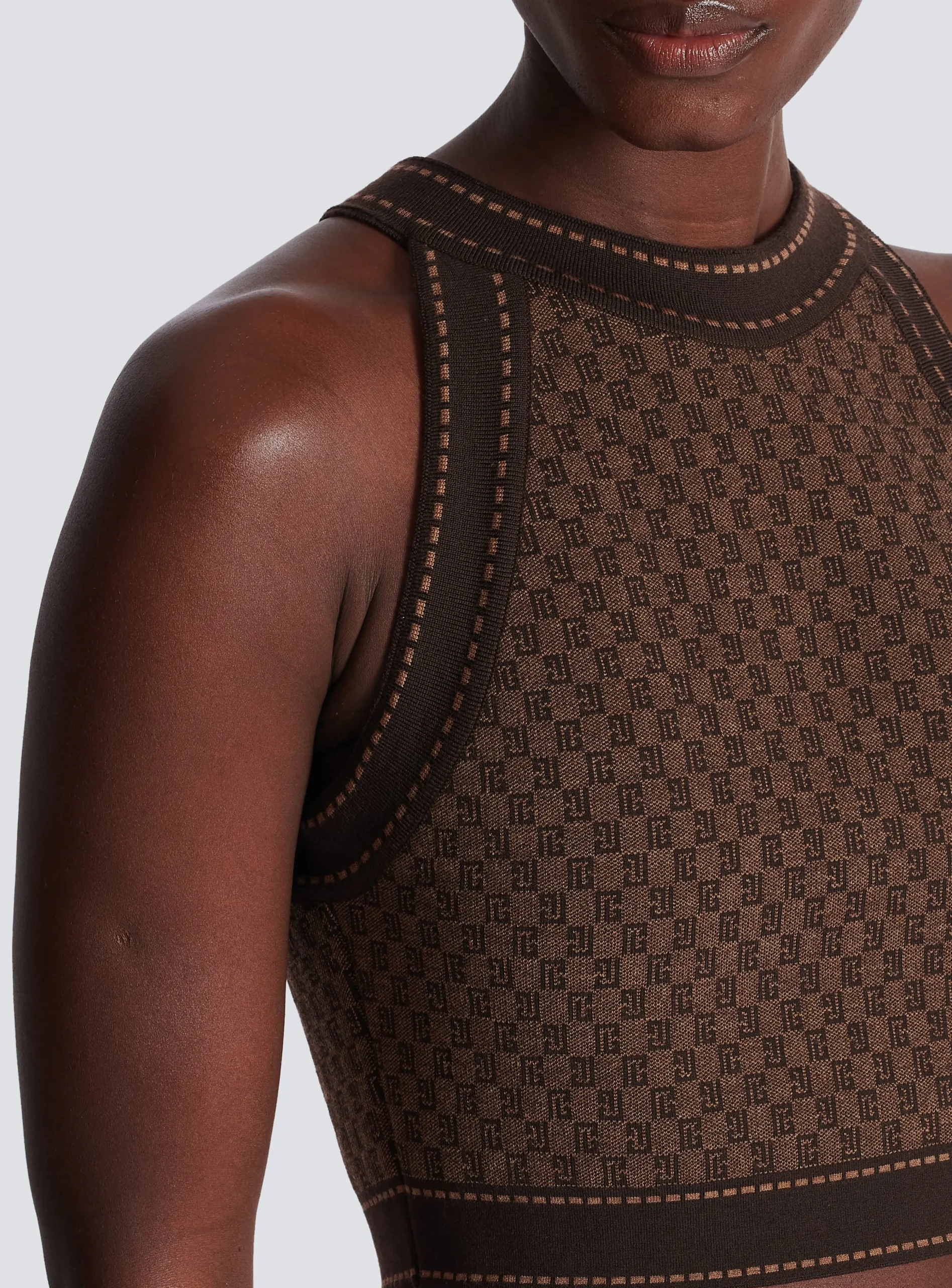 Women Balmain Mini Monogram Jacquard Top