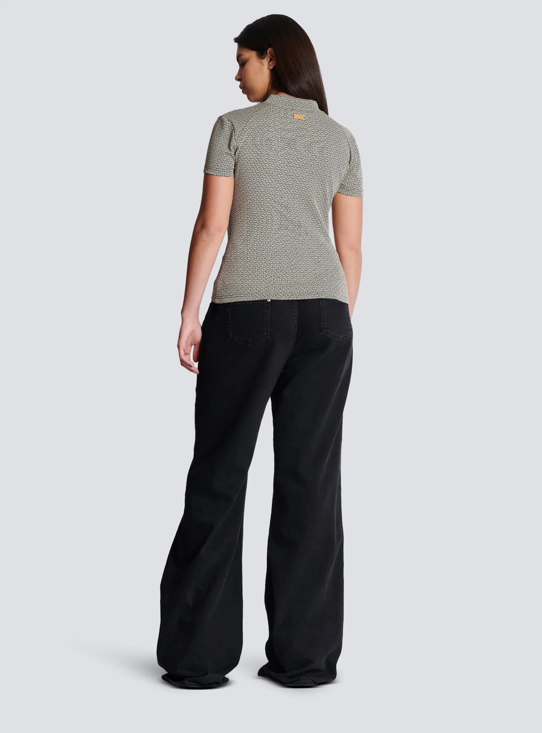 Women Balmain Mini Monogram Jacquard Top