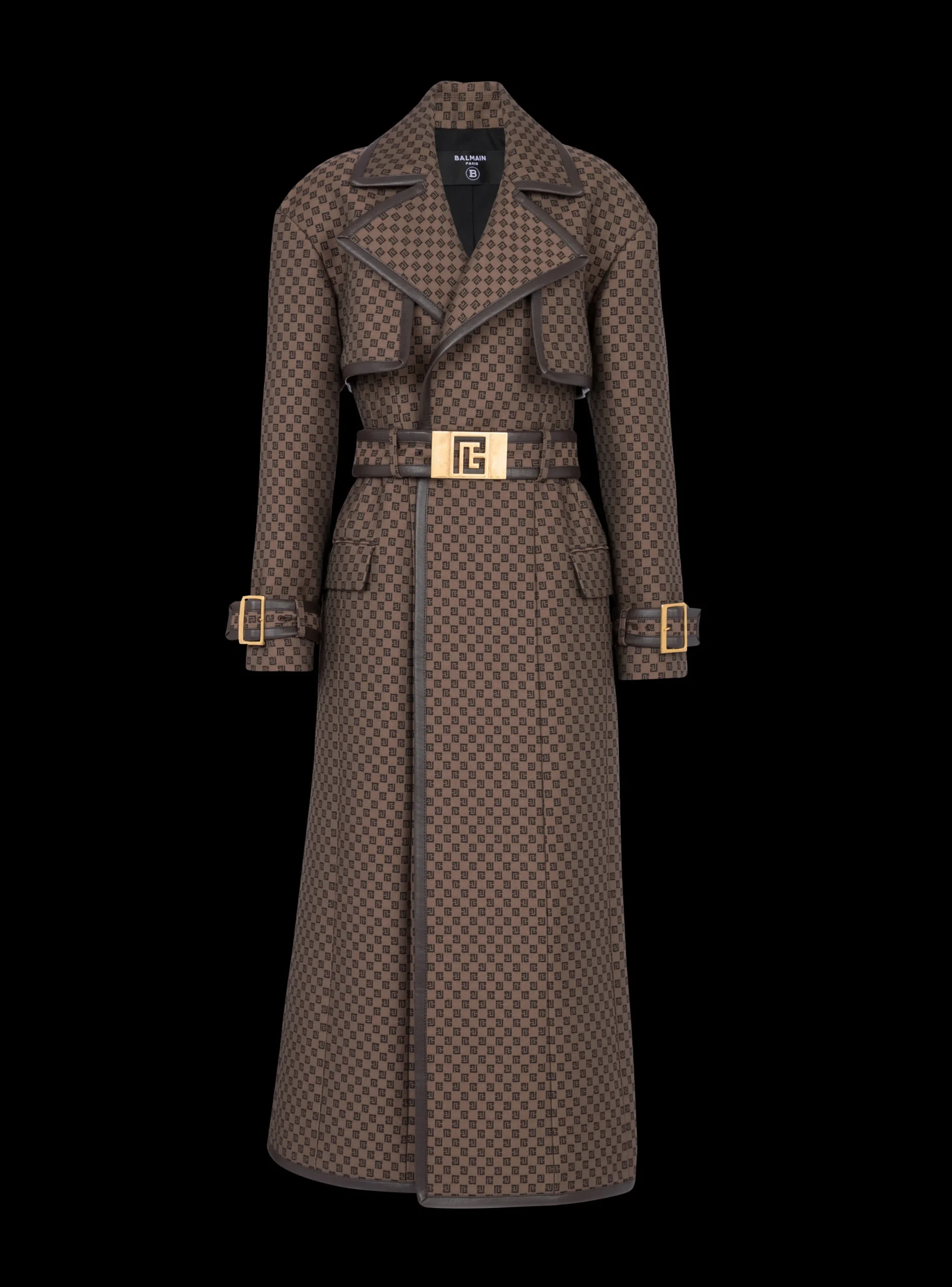 Women Balmain Mini Monogram Jacquard Trench Coat