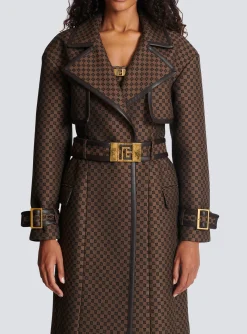 Women Balmain Mini Monogram Jacquard Trench Coat