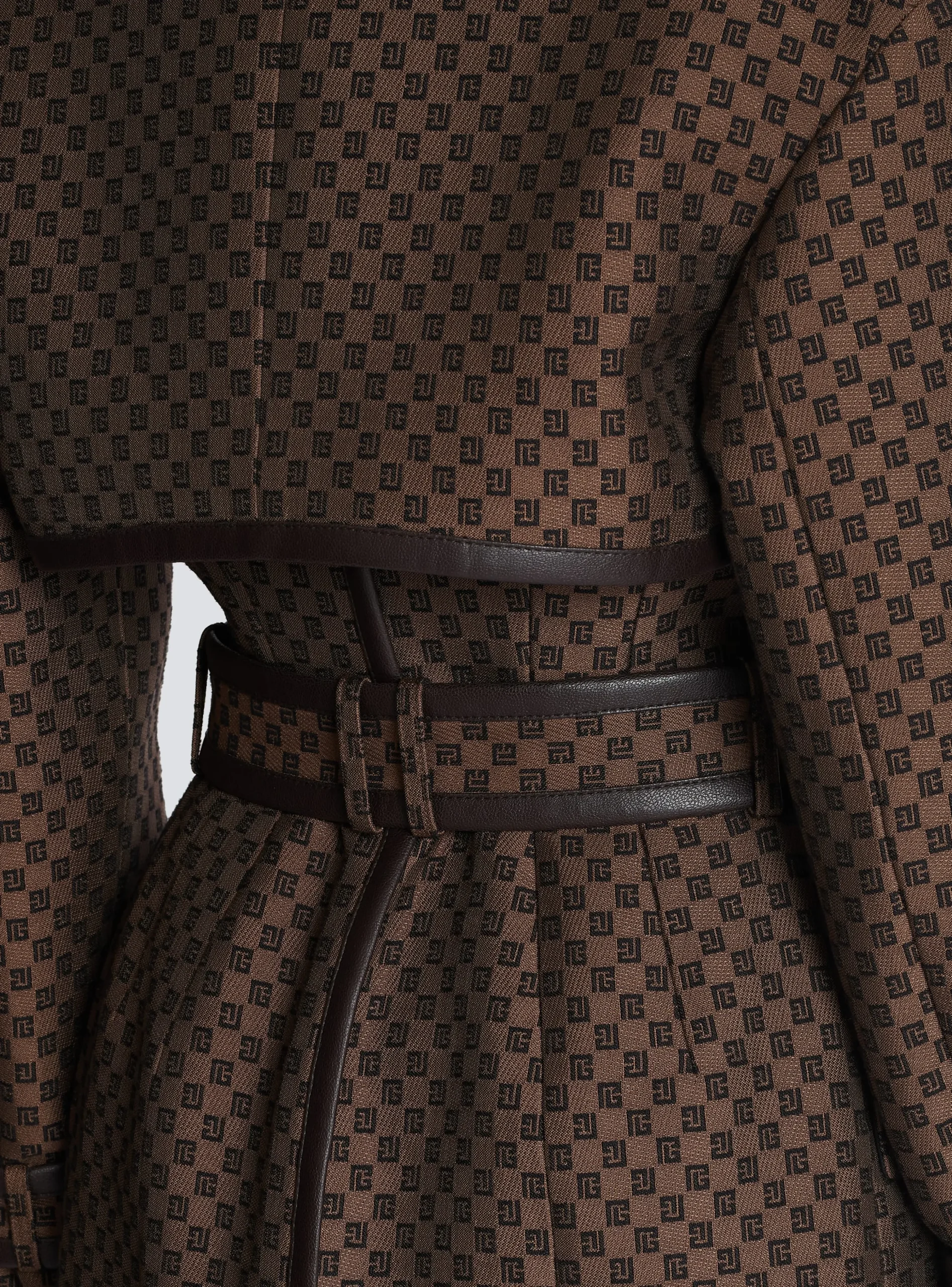 Women Balmain Mini Monogram Jacquard Trench Coat