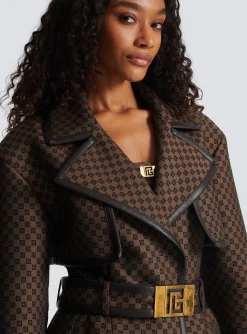 Women Balmain Mini Monogram Jacquard Trench Coat