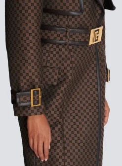 Women Balmain Mini Monogram Jacquard Trench Coat