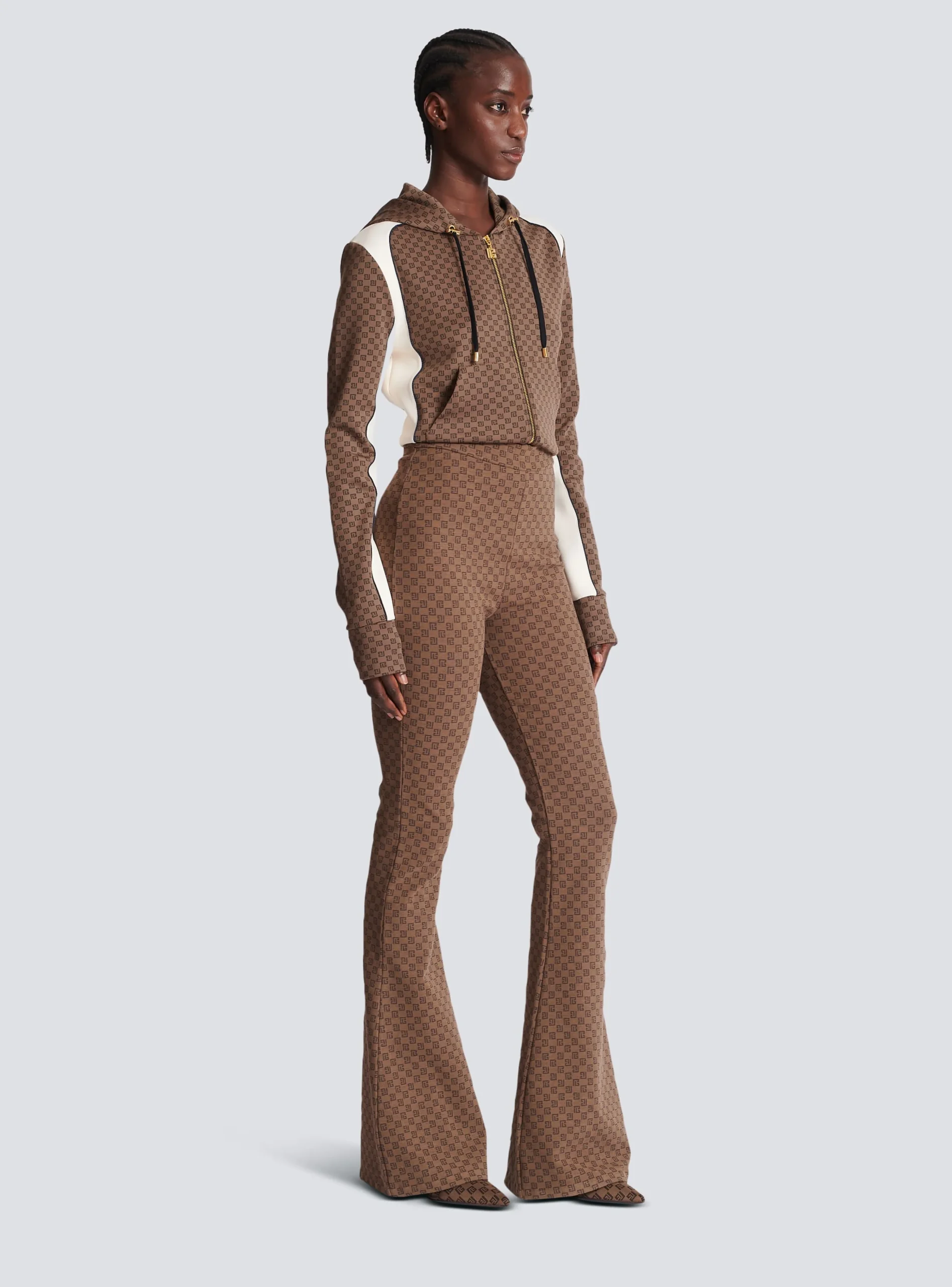 Women Balmain Mini Monogram Knit Trousers