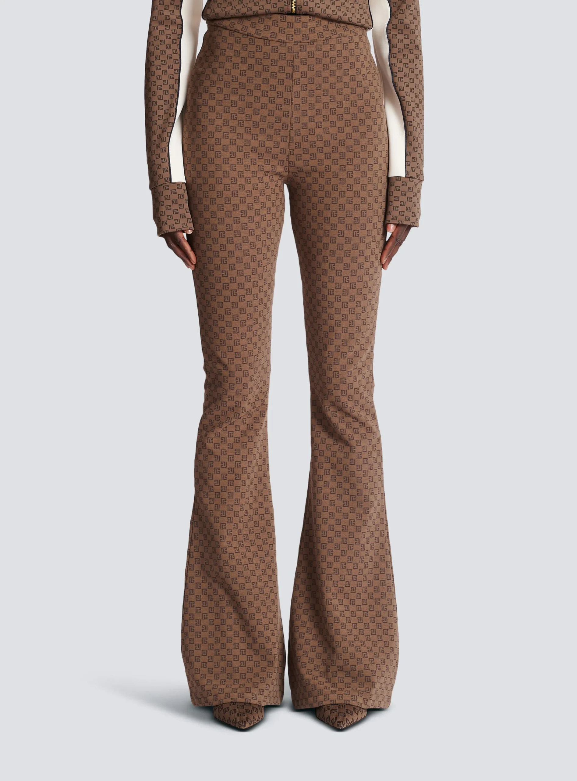 Women Balmain Mini Monogram Knit Trousers