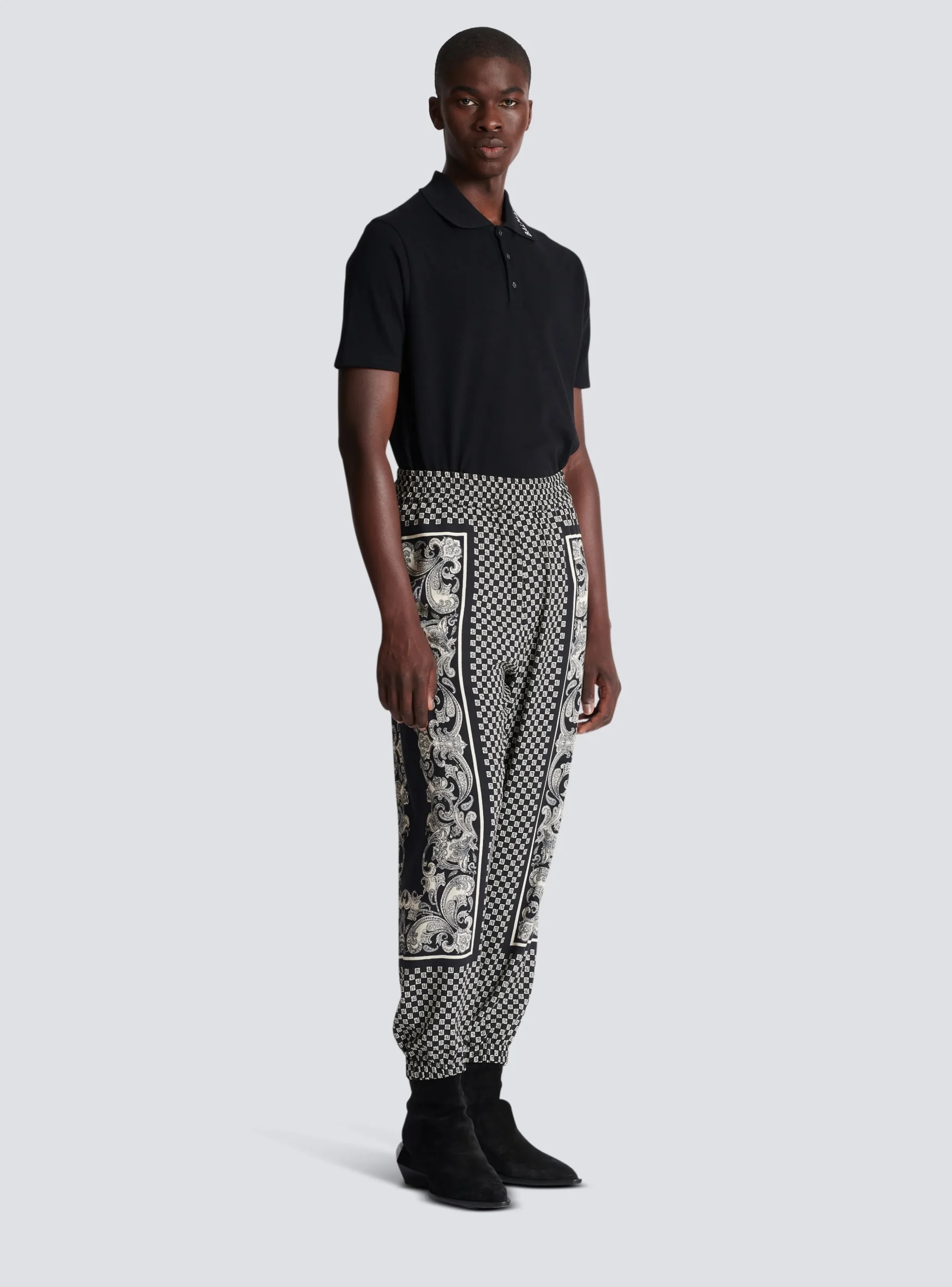 Balmain Mini Monogram Paisley Print Trousers