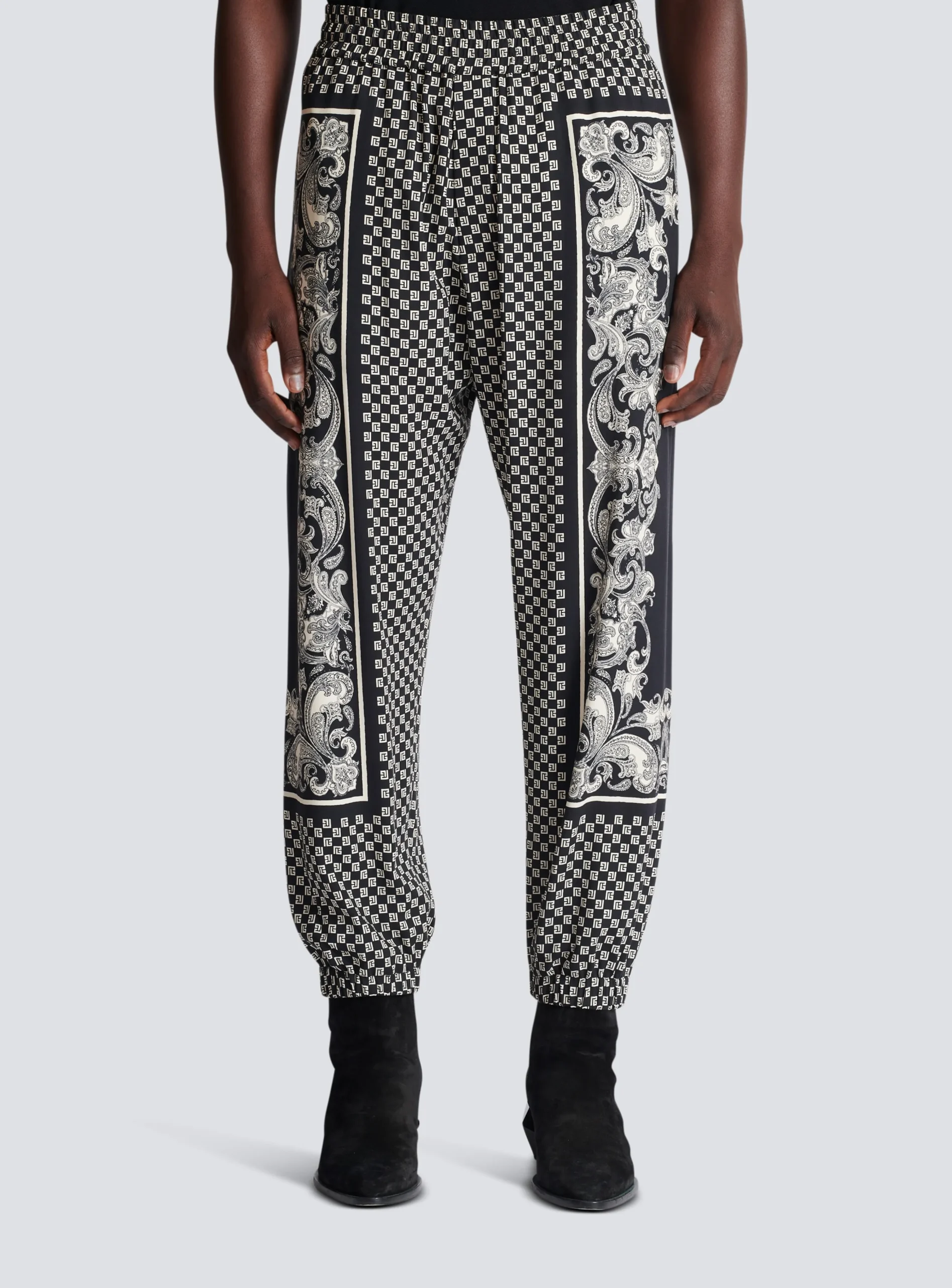 Balmain Mini Monogram Paisley Print Trousers