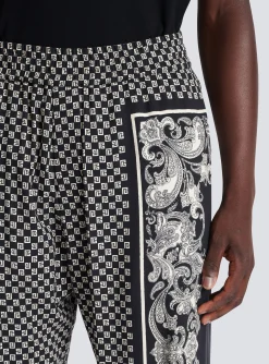 Balmain Mini Monogram Paisley Print Trousers