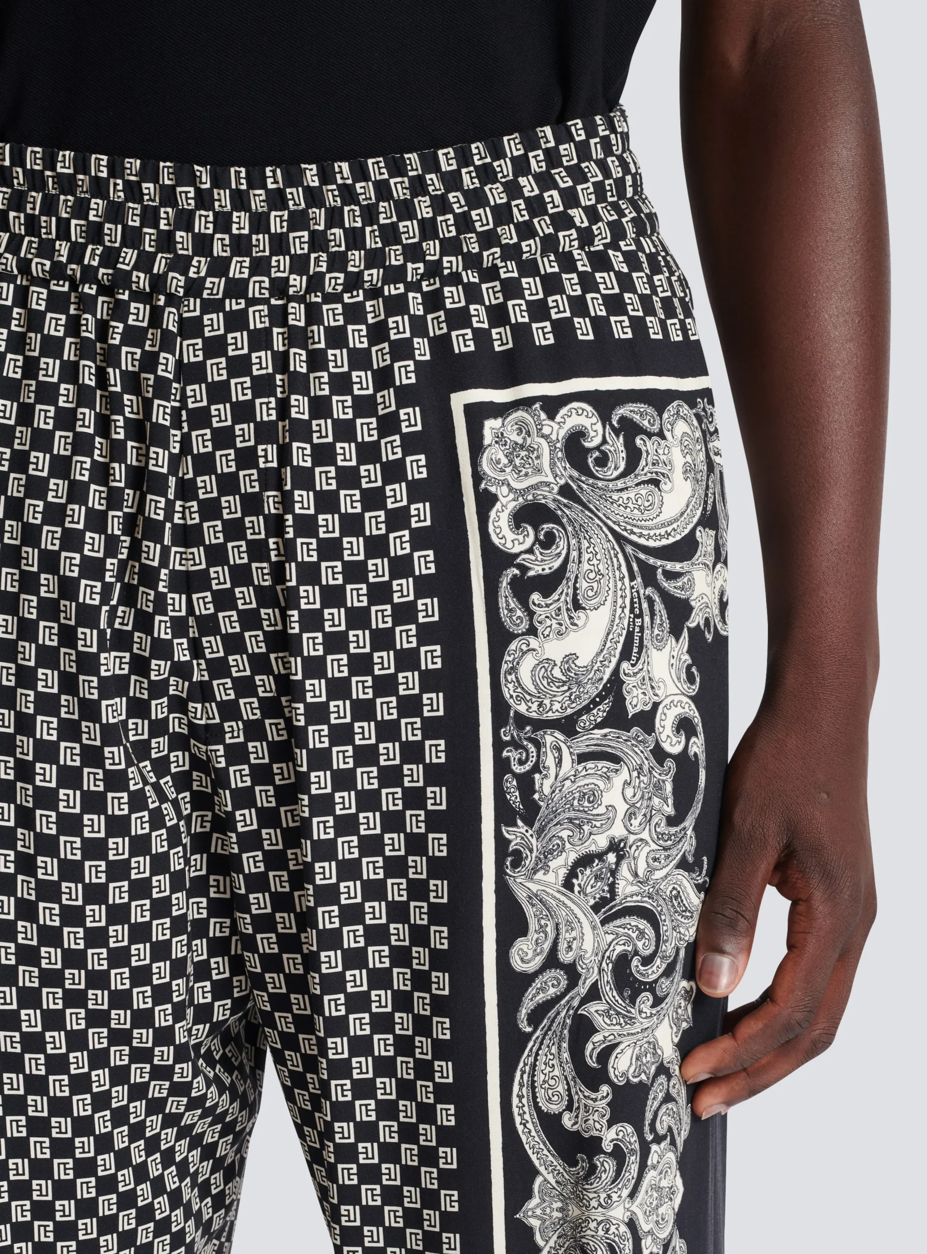 Balmain Mini Monogram Paisley Print Trousers