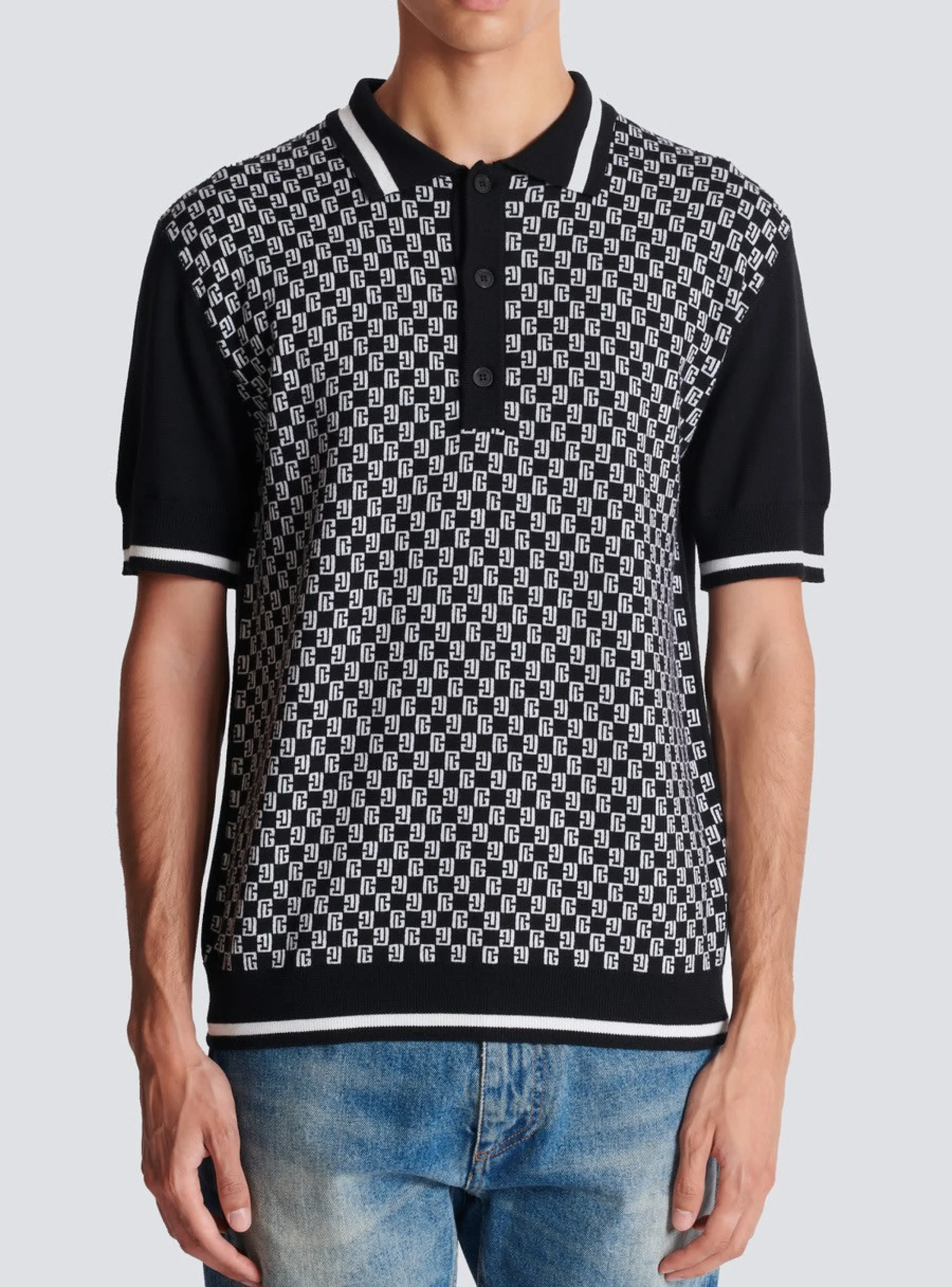 Balmain Mini Monogram Polo Shirt