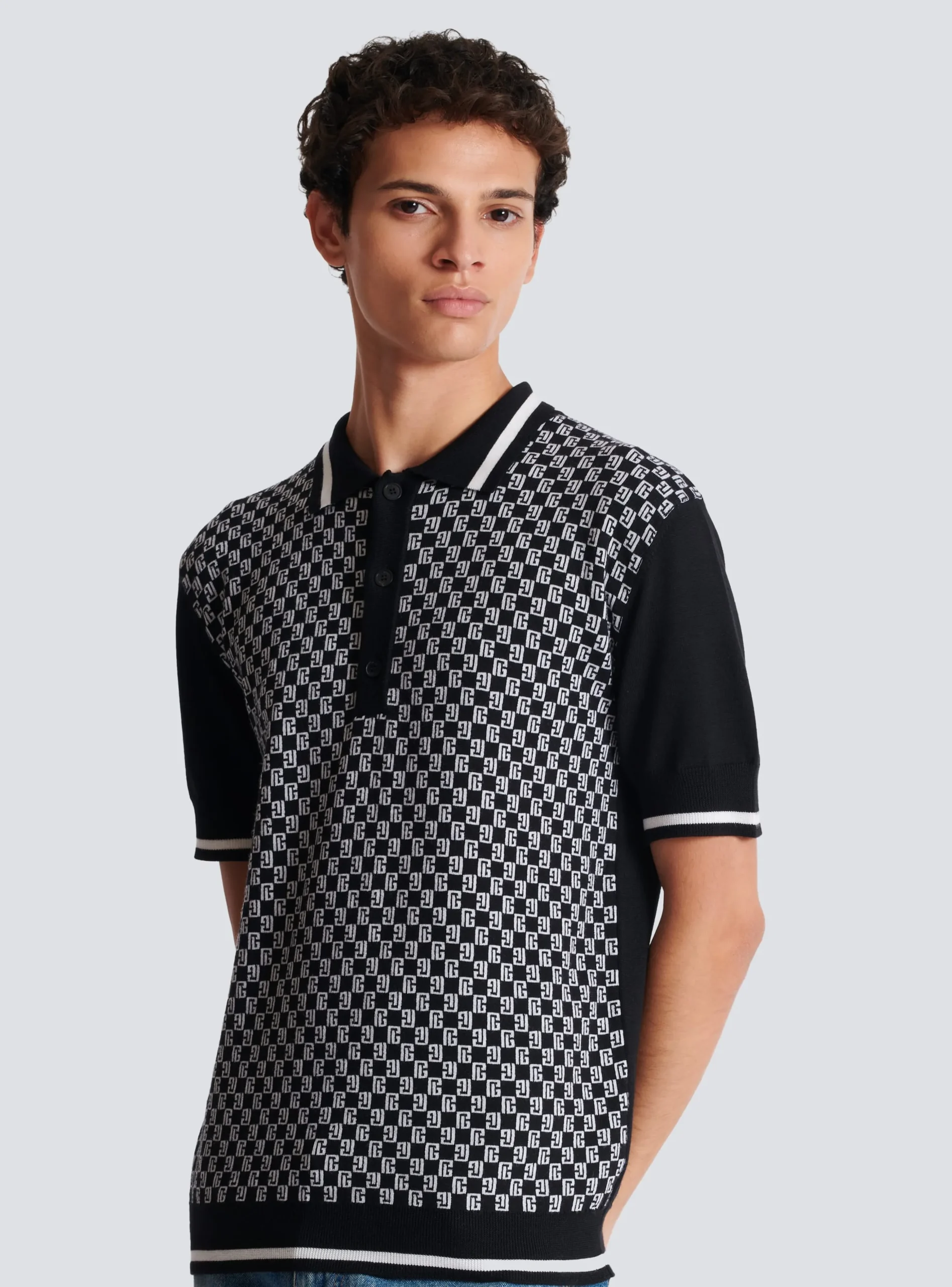 Balmain Mini Monogram Polo Shirt
