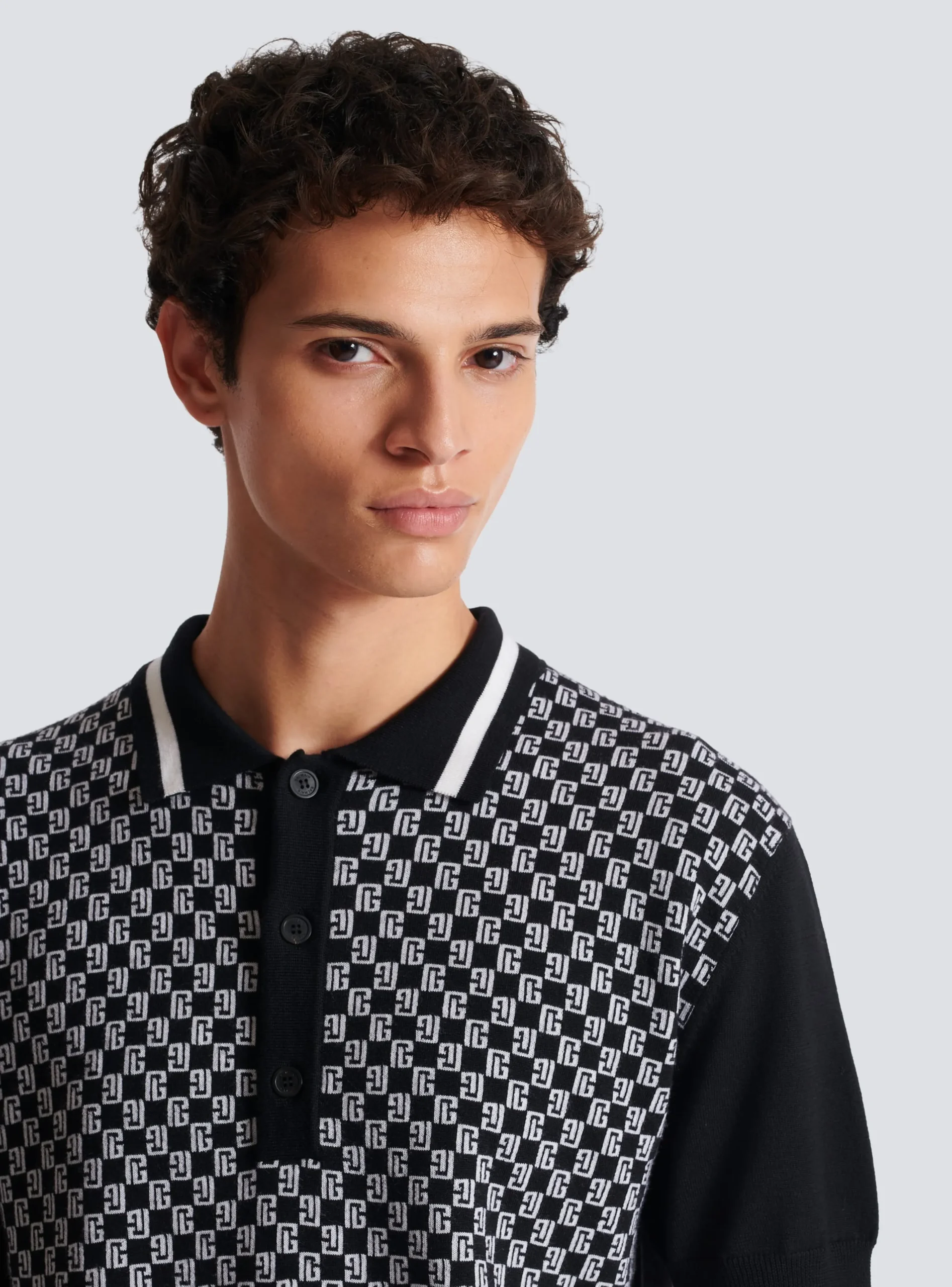 Balmain Mini Monogram Polo Shirt