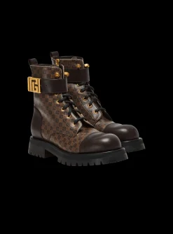 Women Balmain Mini Monogram Romy Army Boots