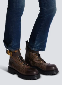 Women Balmain Mini Monogram Romy Army Boots