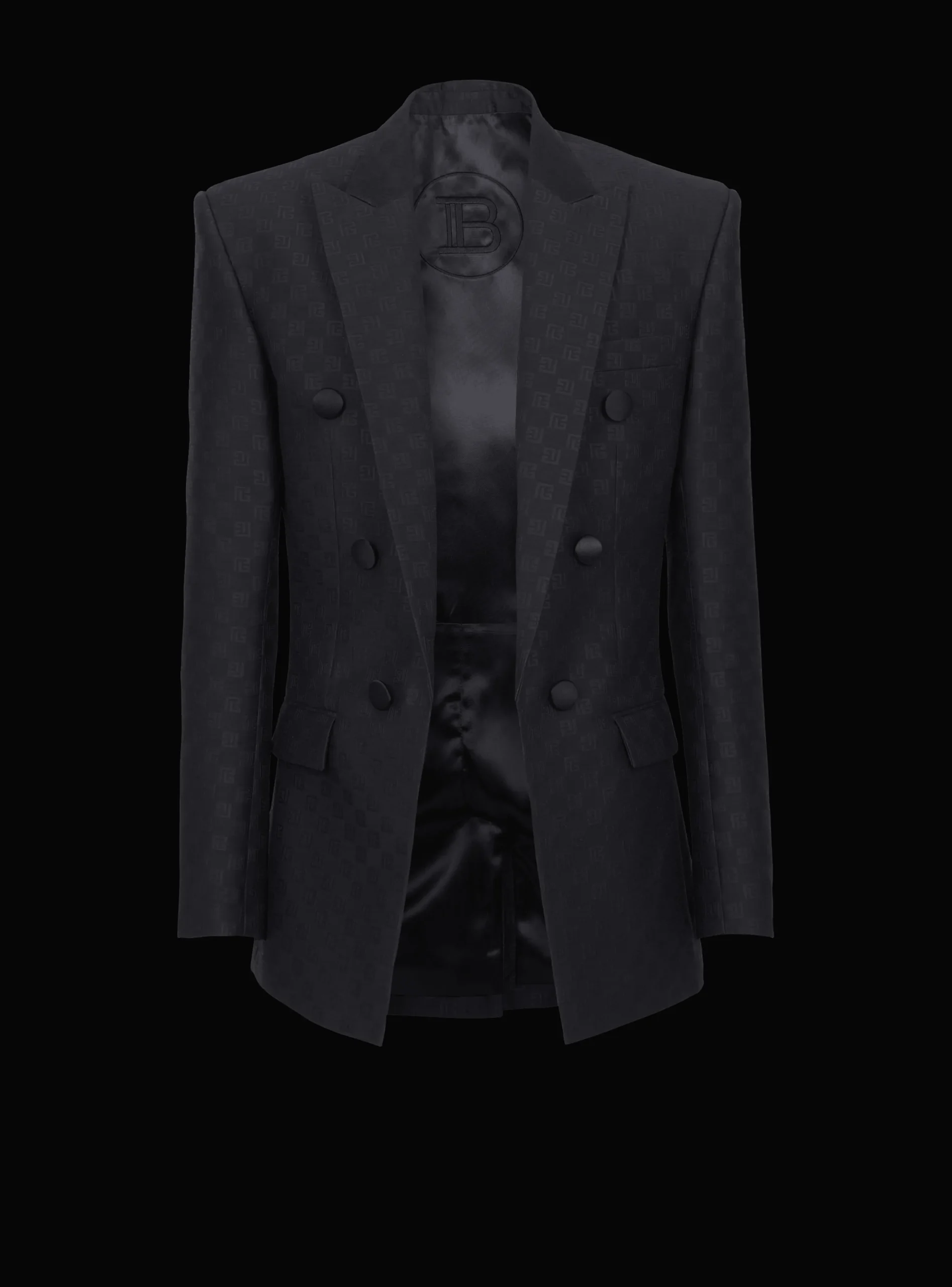 Balmain Mini Monogram Satin Jacket
