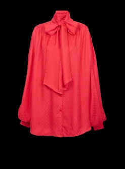 Women Balmain Mini Monogram Silk Shirt