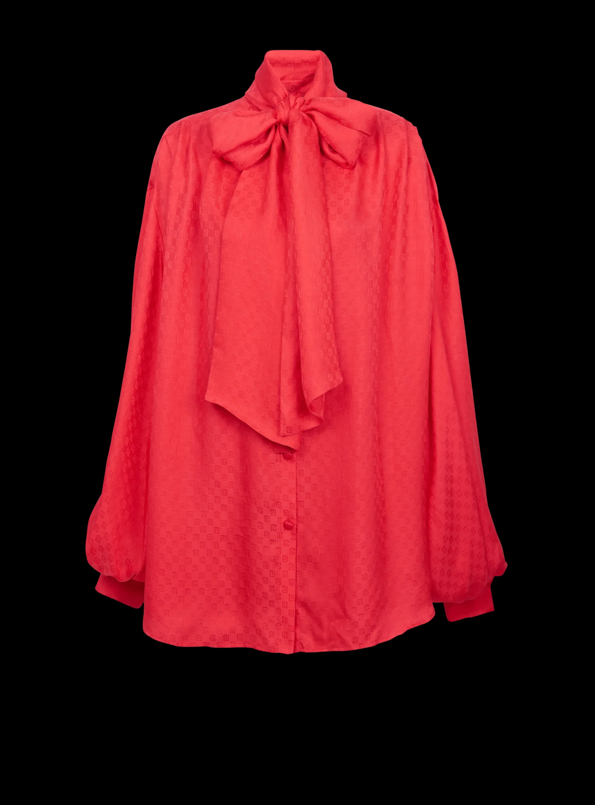 Women Balmain Mini Monogram Silk Shirt