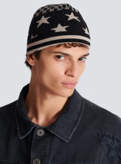 Balmain Mini Monogram Stars Beanie