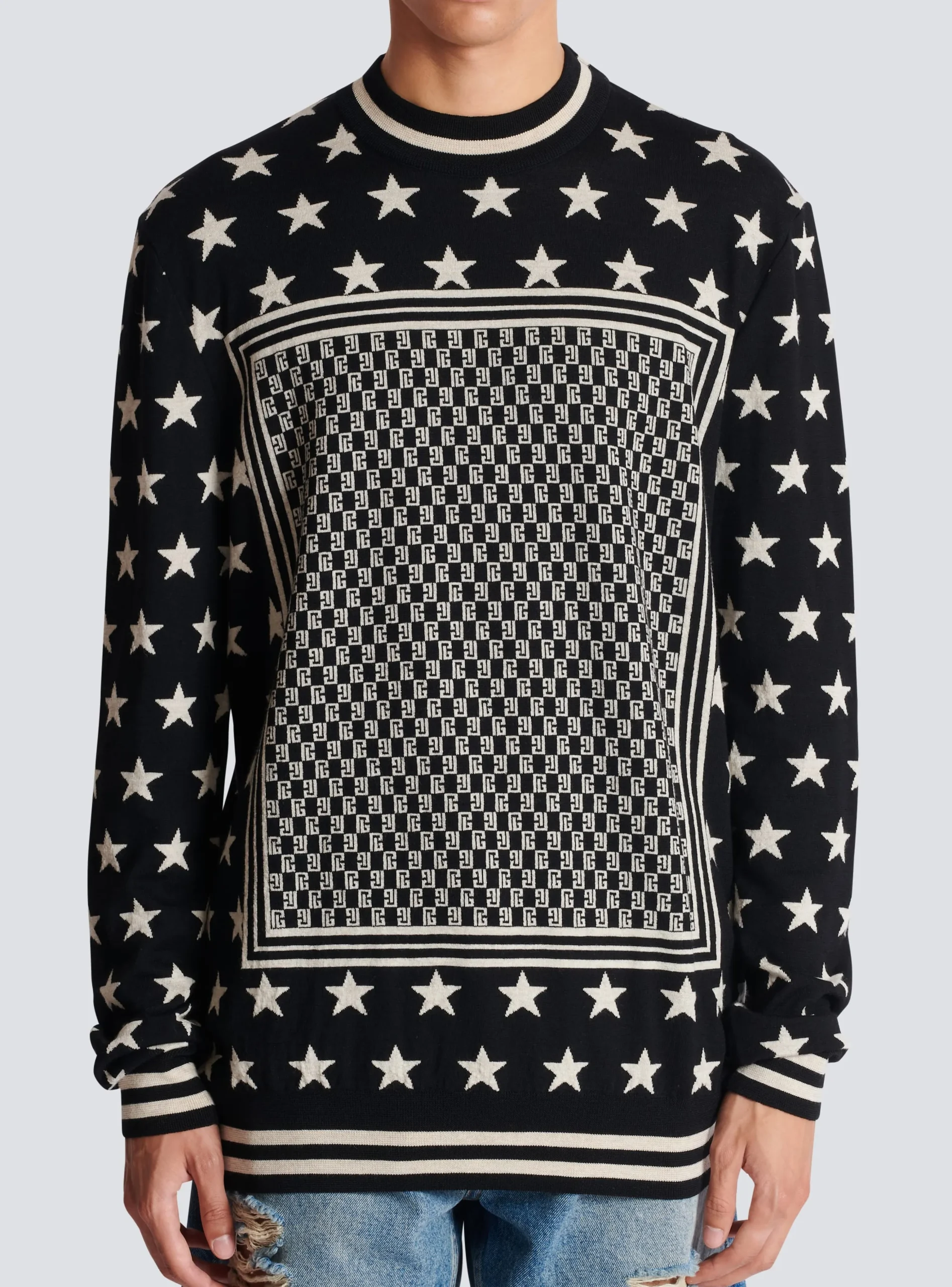 Balmain Mini Monogram Stars Jumper
