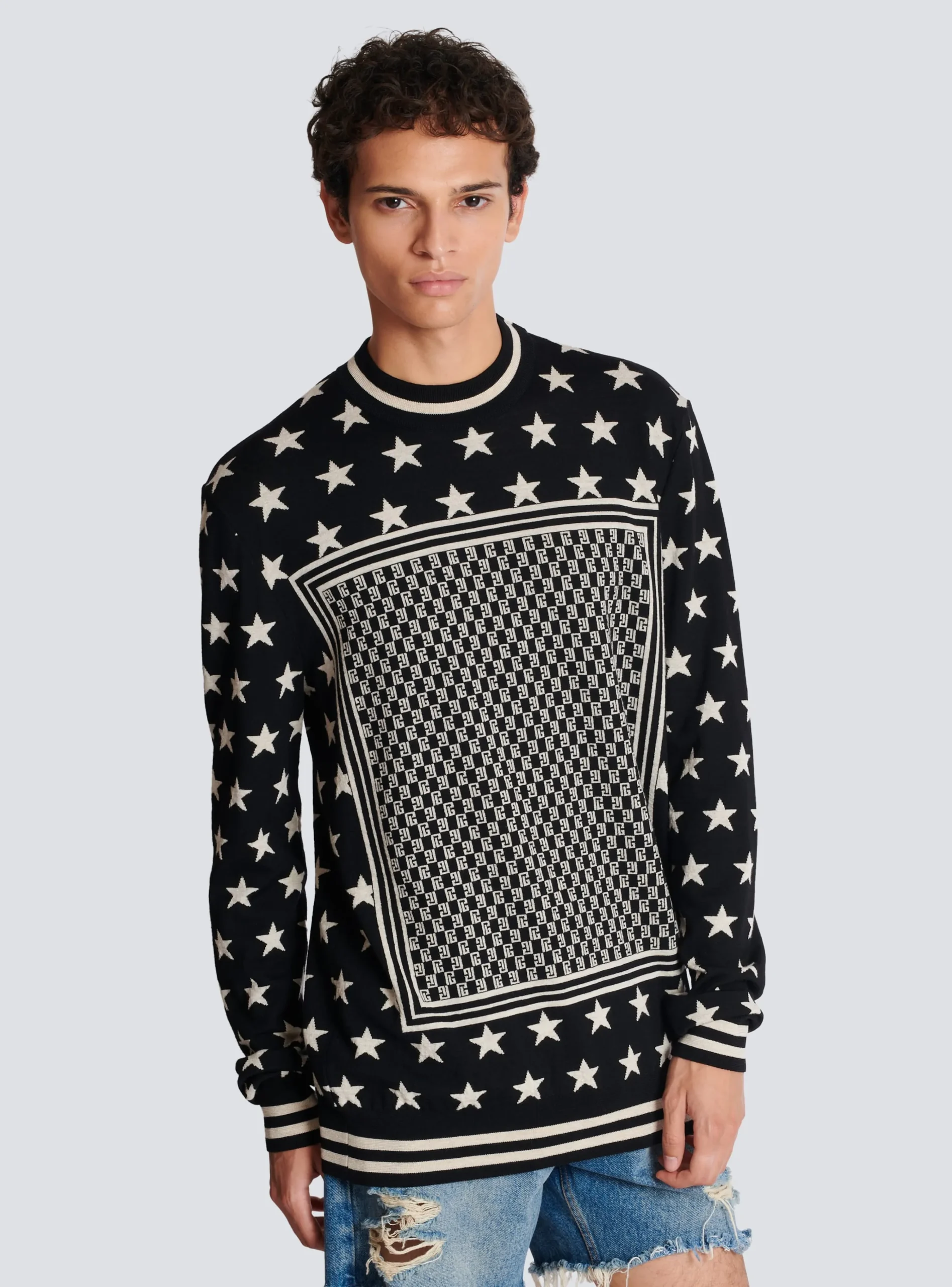 Balmain Mini Monogram Stars Jumper
