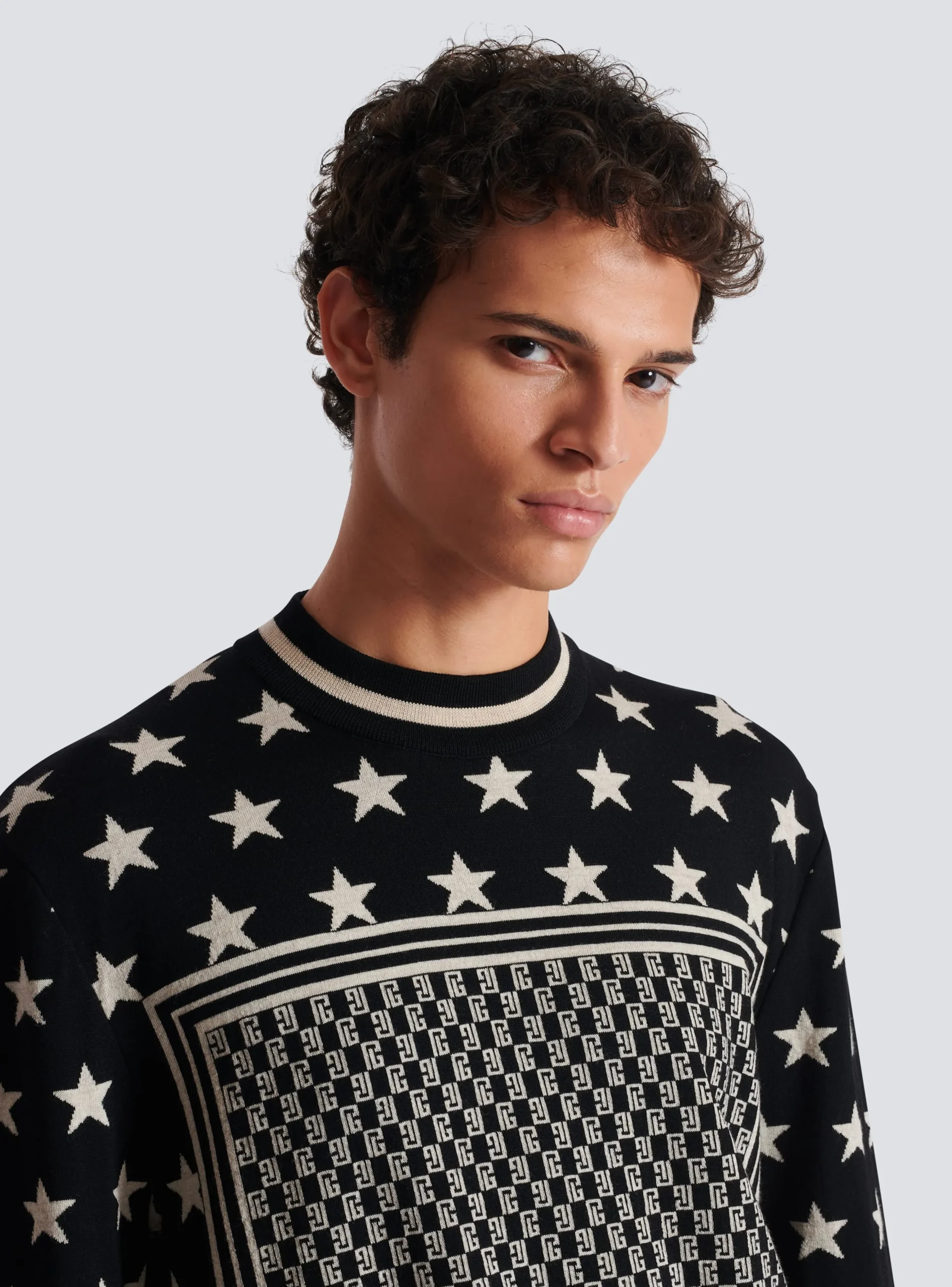 Balmain Mini Monogram Stars Jumper