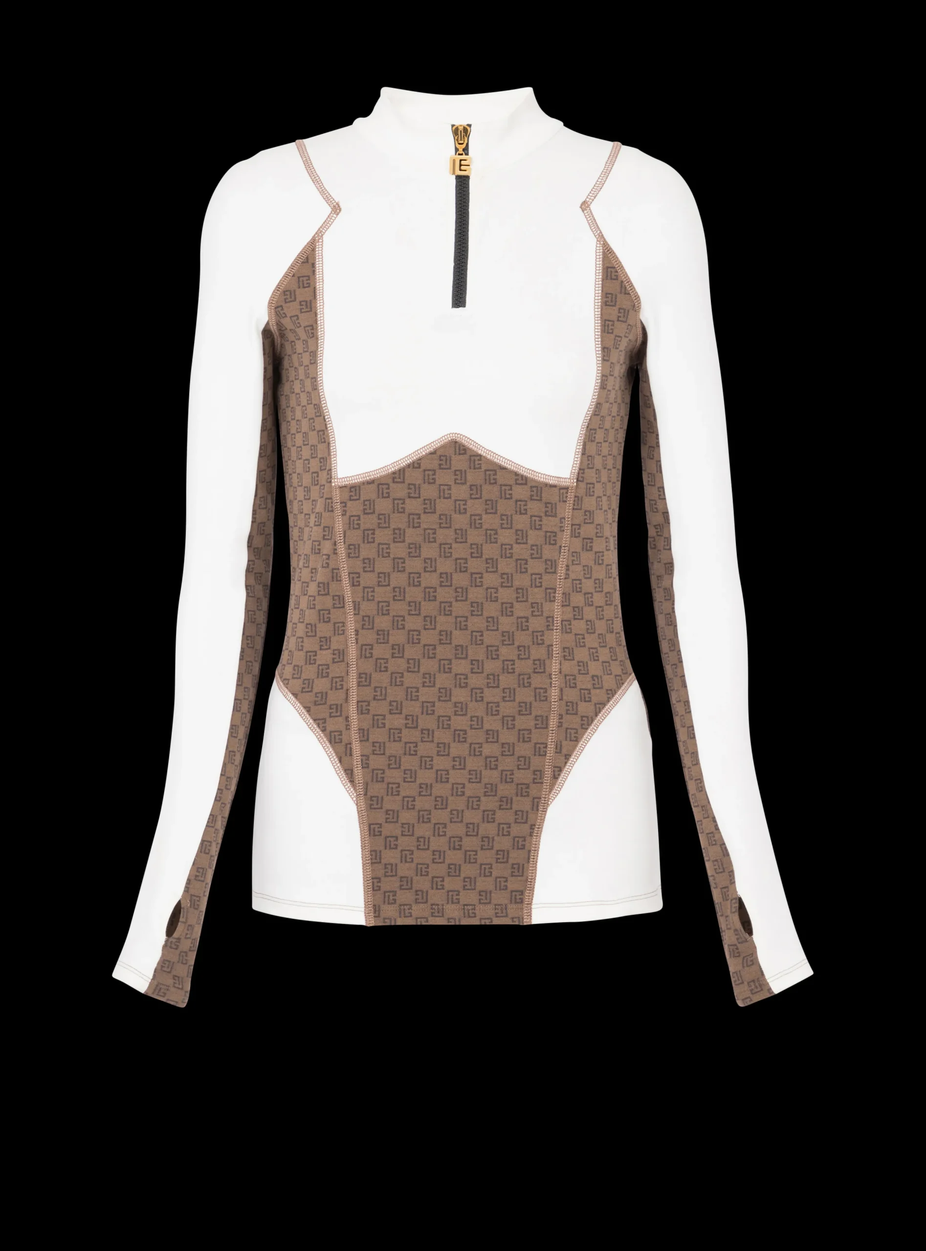 Women Balmain Mini Monogram Technical Top