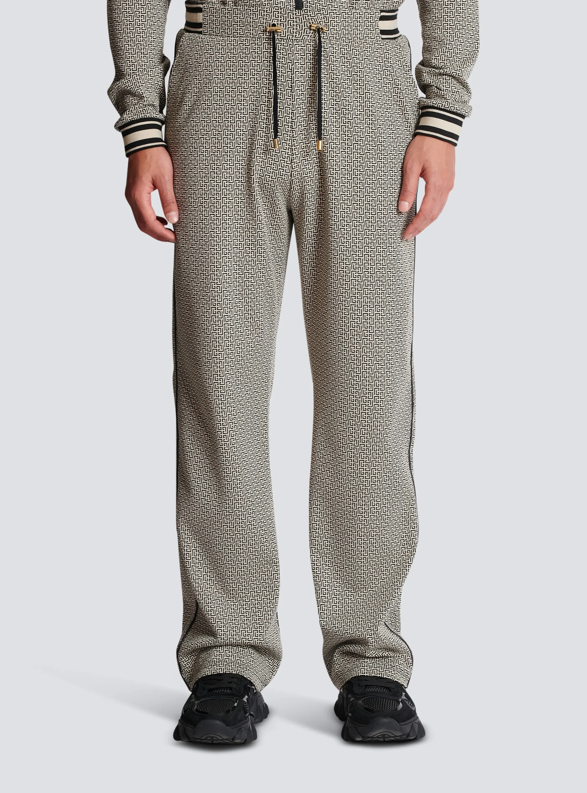 Balmain Mini Monogrammed Jacquard Joggers