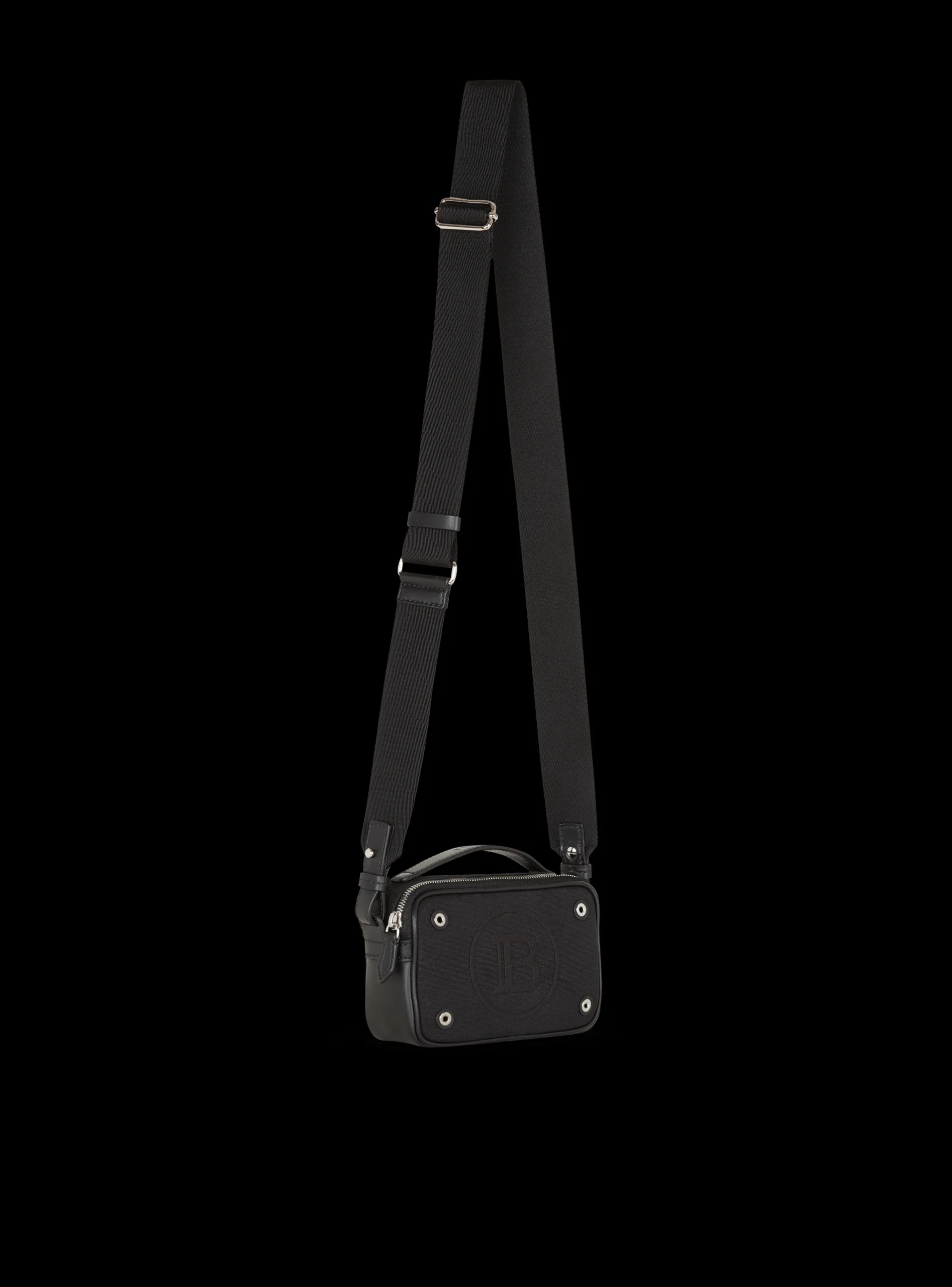 Balmain Mini Reporter Bag In Canvas And Leather