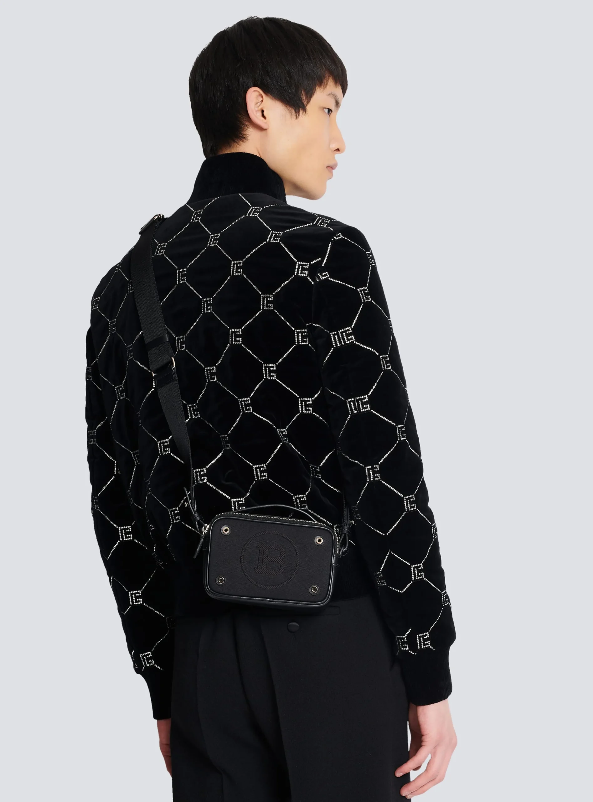 Balmain Mini Reporter Bag In Canvas And Leather