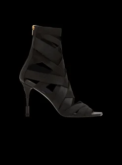 Women Balmain Moneta Leather And Elastic sandals With Logo