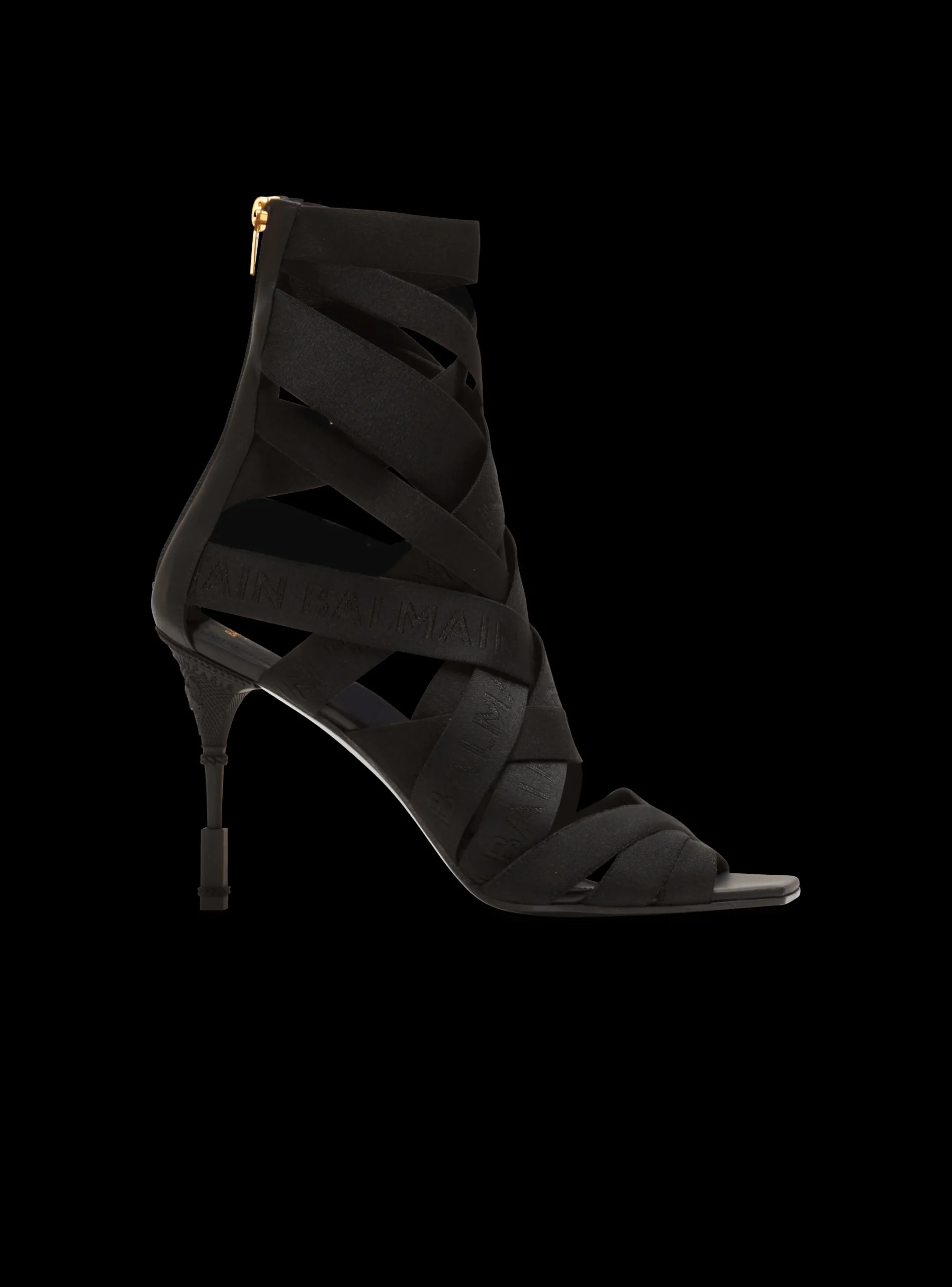 Women Balmain Moneta Leather And Elastic sandals With Logo