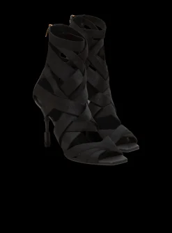 Women Balmain Moneta Leather And Elastic  sandals With Logo