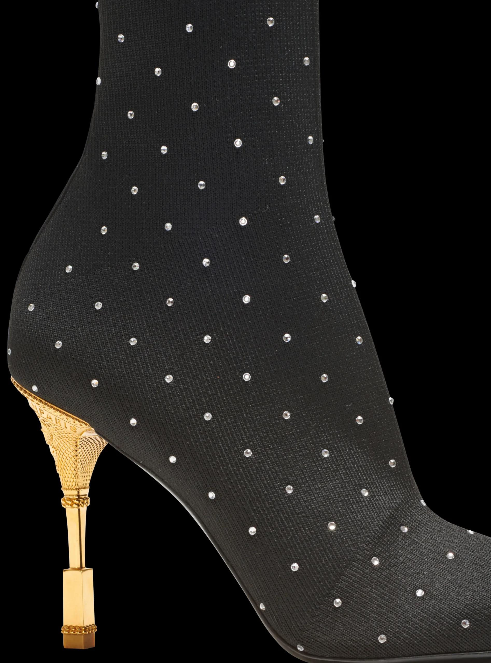 Women Balmain Moneta Rhinestoned Knit Ankle Boots