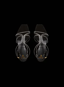 Women Balmain Moneta Suede And Crystal Sandals