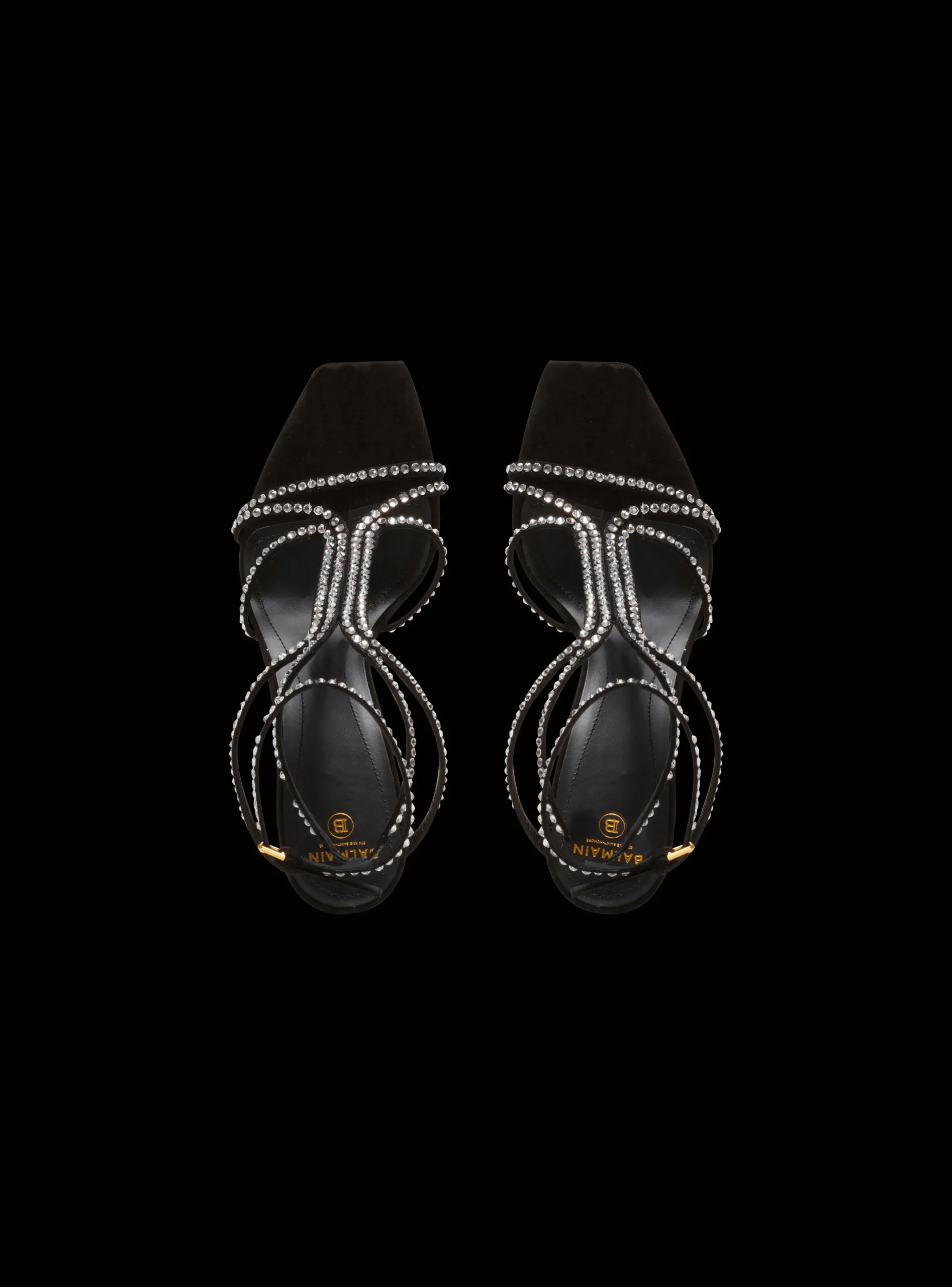 Women Balmain Moneta Suede And Crystal Sandals